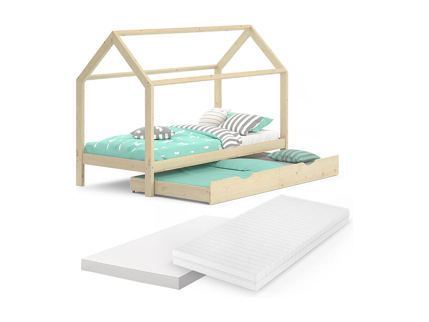 House bed natural wood 208x96x148 wiki