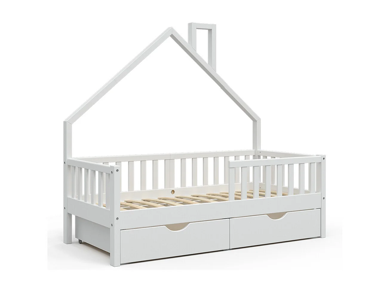 Lit de maison blanc 168x83x155 noemi