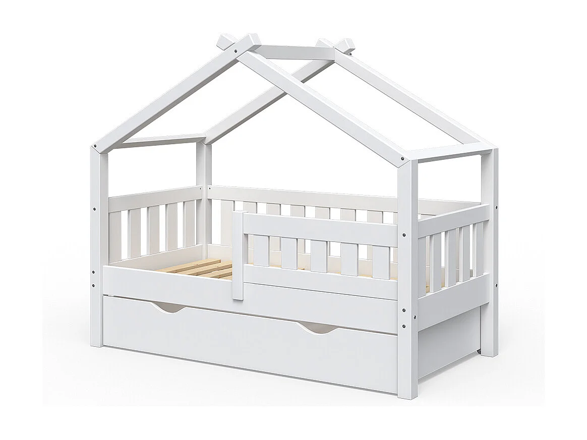 Lit cabane blanc 147.6x77x127.9 design