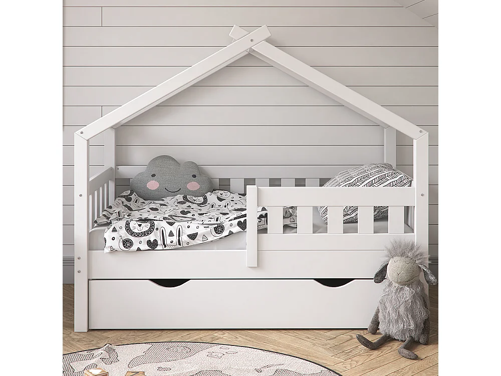 Lit cabane blanc 147.6x77x127.9 design