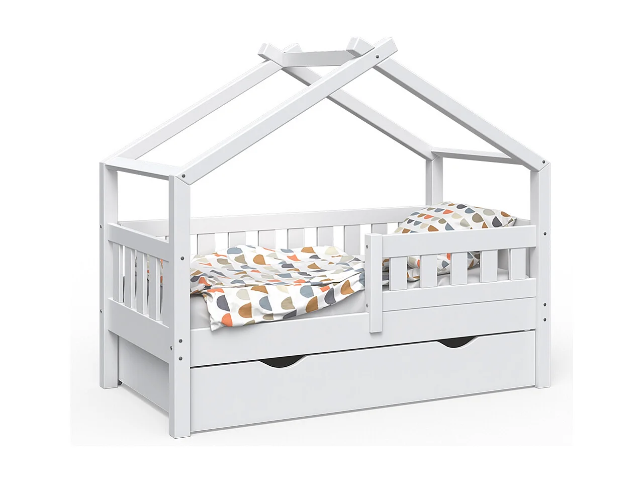 Lit cabane blanc 147.6x77x127.9 design