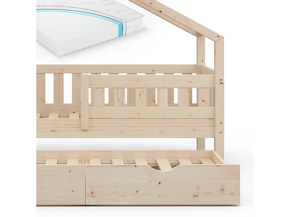 Łóżko domowe naturalne drewno 167.6x87.6x133.6 design