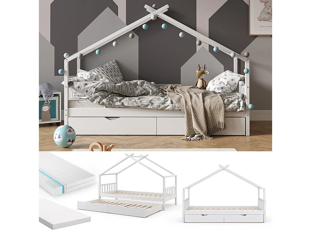 Hausbett weiß 208x97x148 design