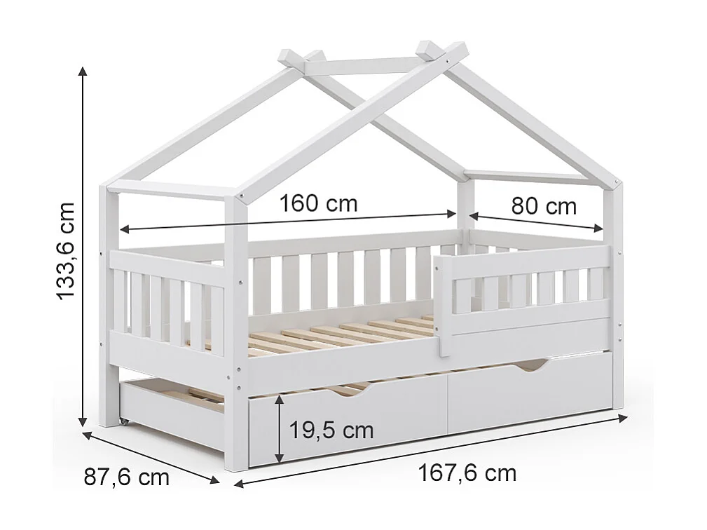 Hausbett weiß 167.6x87.6x133.6 design
