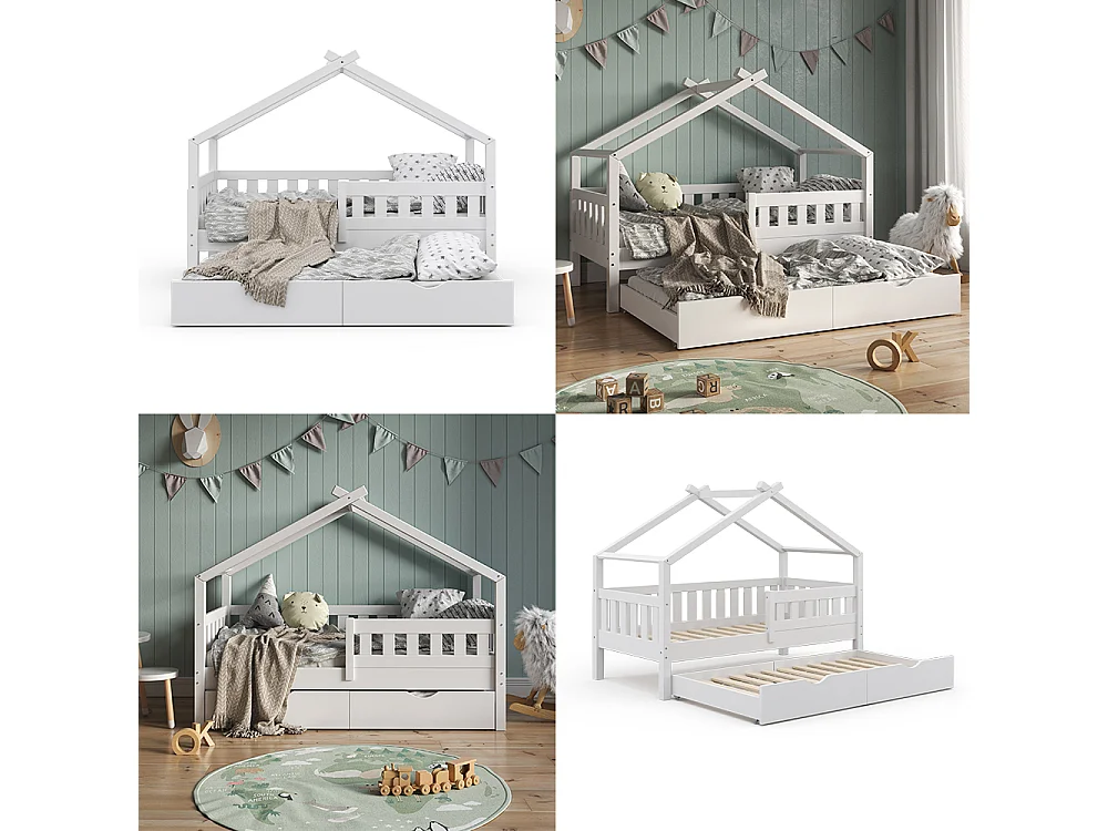 Hausbett weiß 167.6x87.6x133.6 design