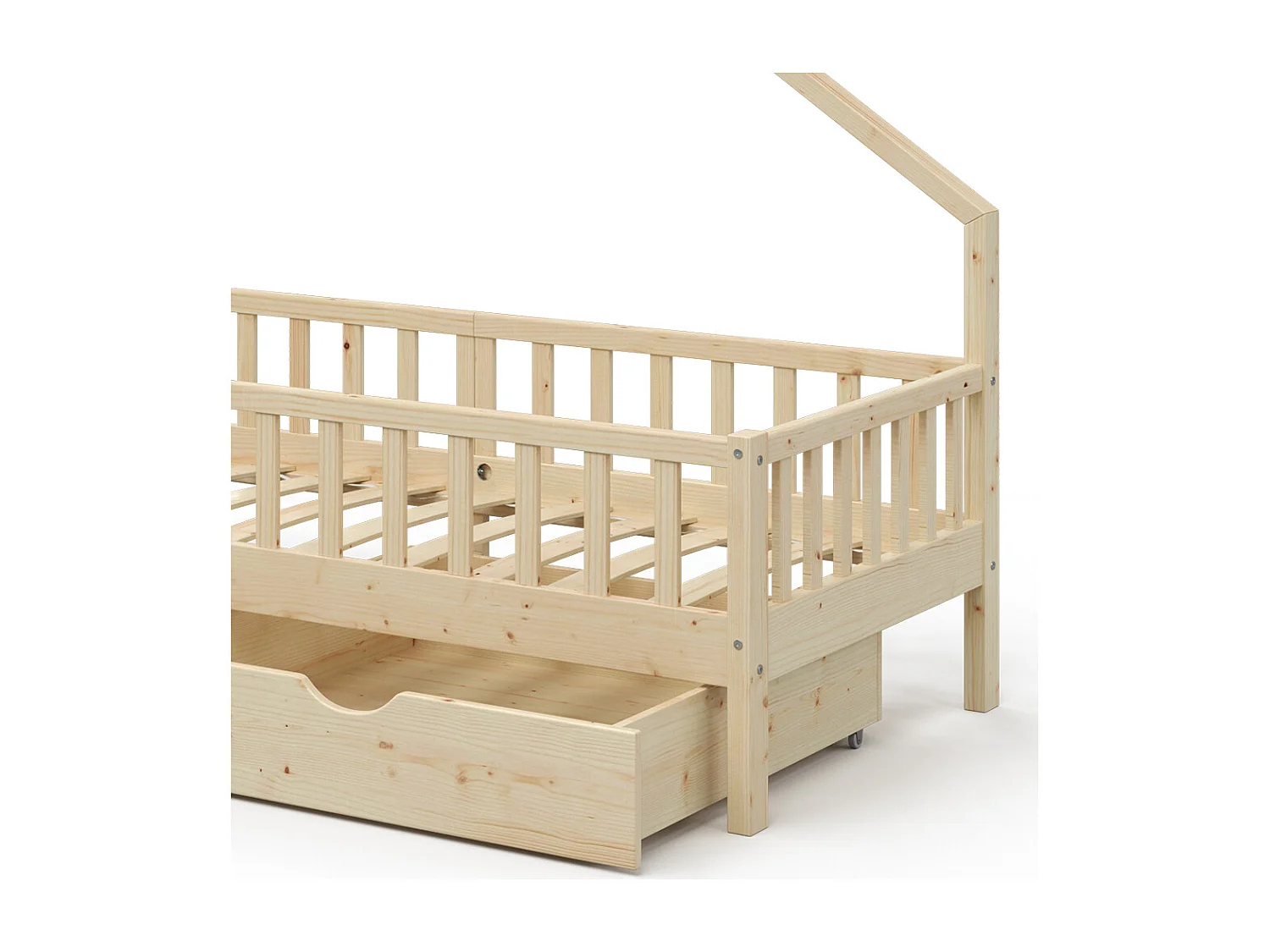 Lit cabane naturel bois 208x93x155 noemi