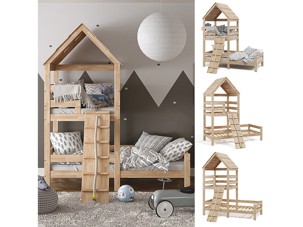 Hausbett naturholz 208x108x235 teddy