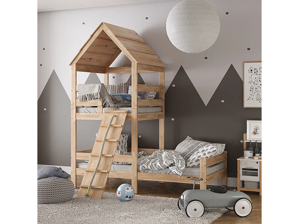Hausbett naturholz 208x108x235 teddy