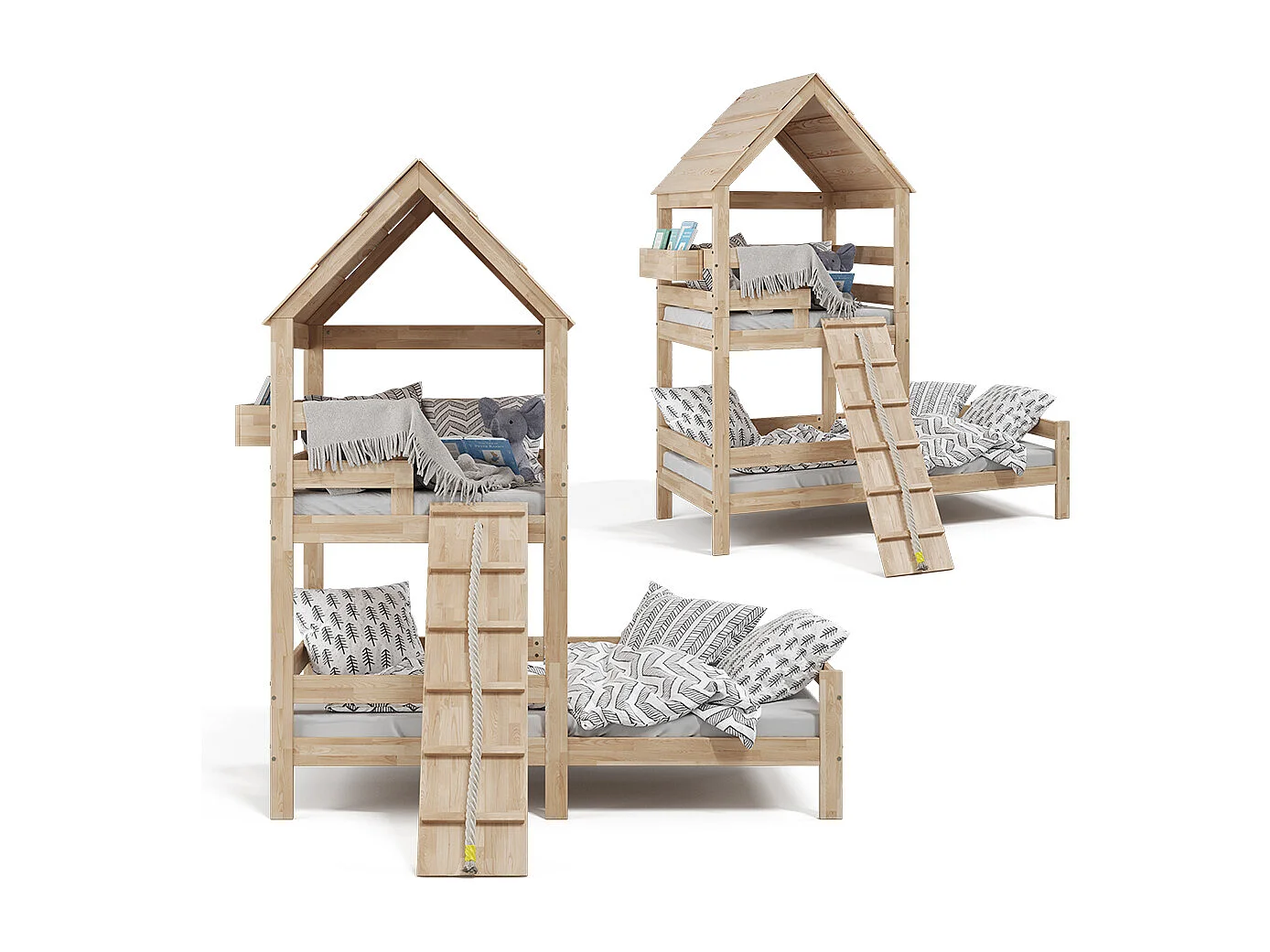 Hausbett naturholz 208x108x235 teddy