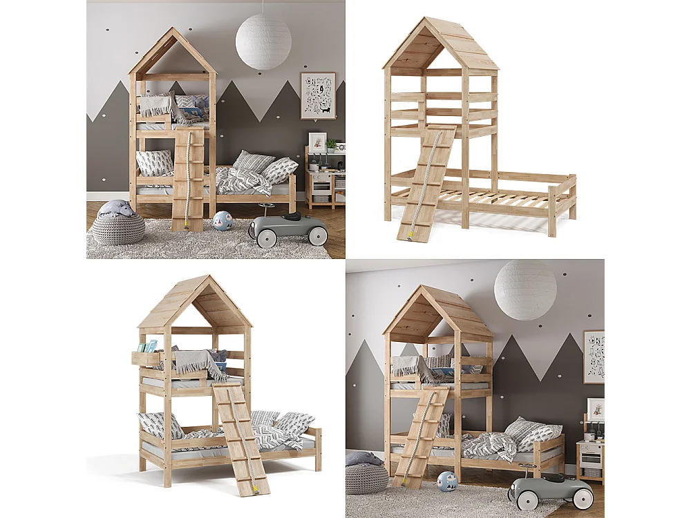 Hausbett naturholz 208x108x235 teddy