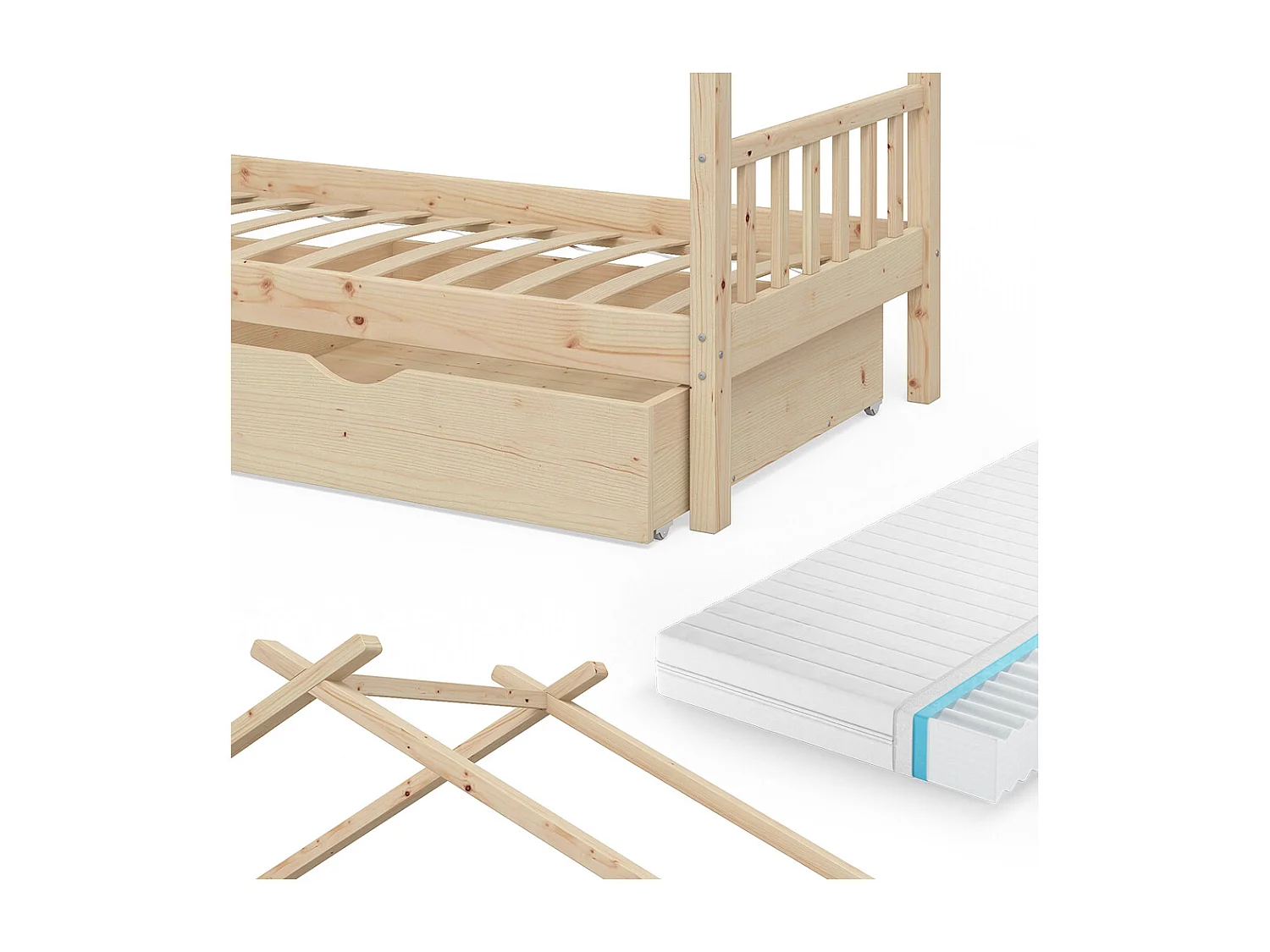 Hausbett naturholz 208x97x148 design