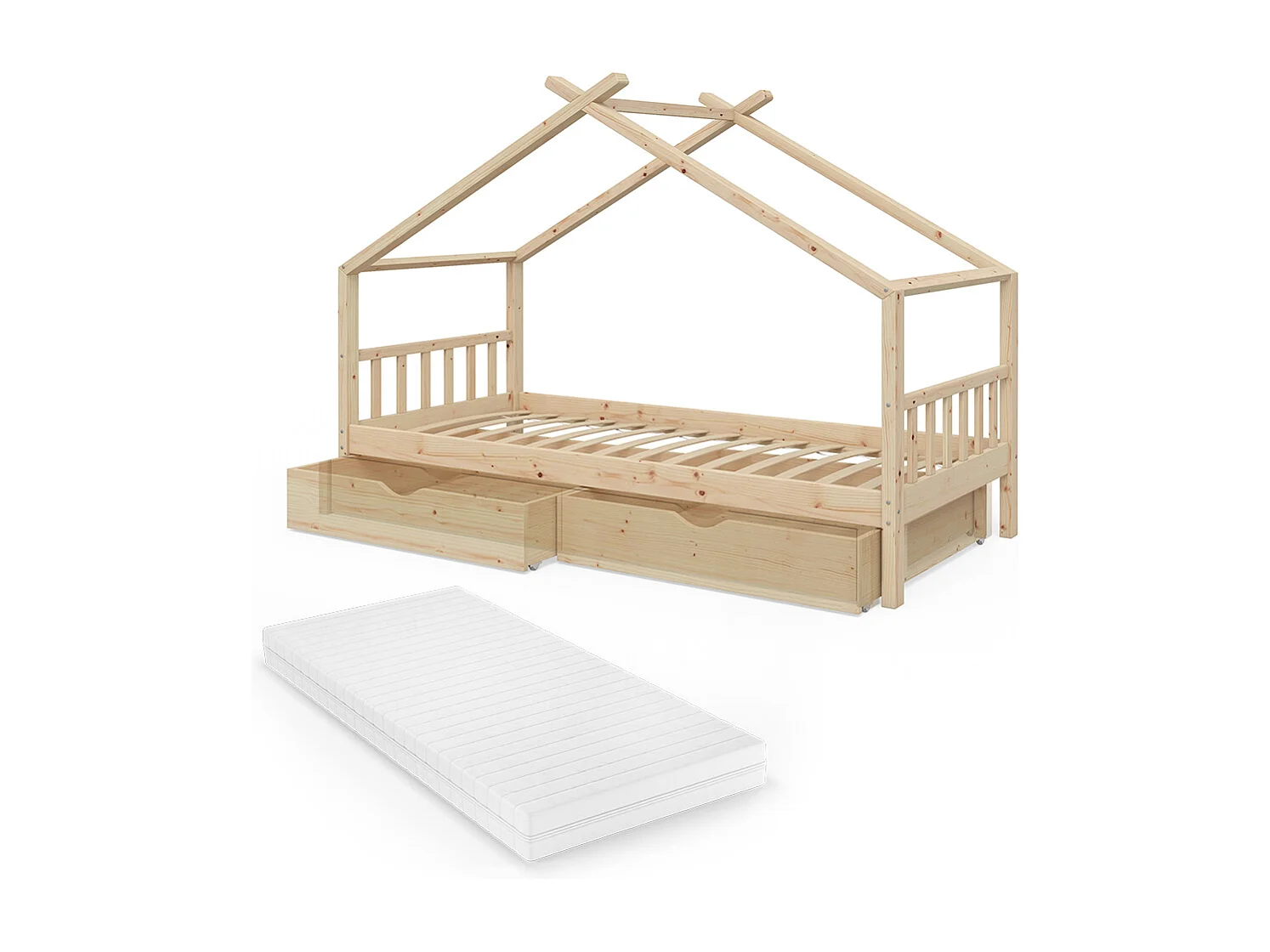 Hausbett naturholz 208x97x148 design