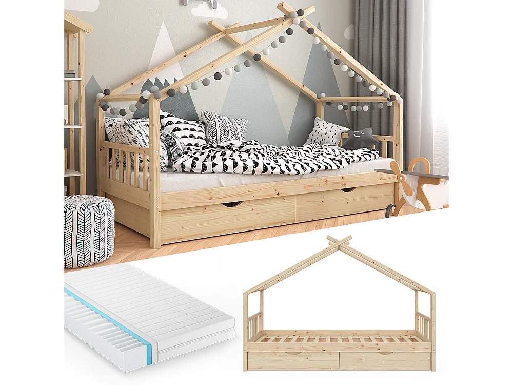 Husseng naturligt træ 208x97x148 design