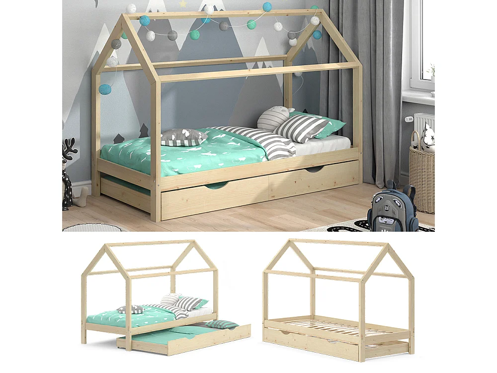 House bed natural wood 208x96x148 wiki