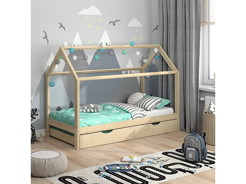 Hausbett naturholz 208x96x148 wiki