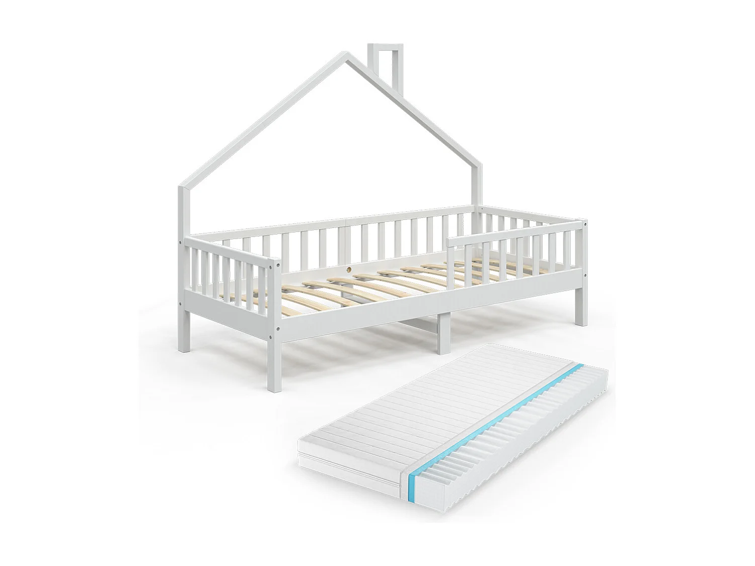 Lit cabane blanc 208x93x155 noemi