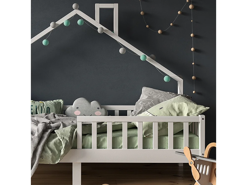 Lit cabane blanc 208x93x155 noemi