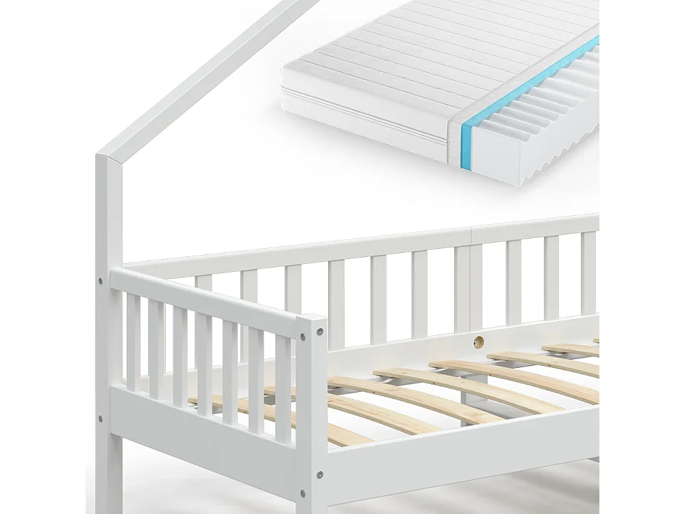 Lit cabane blanc 208x93x155 noemi