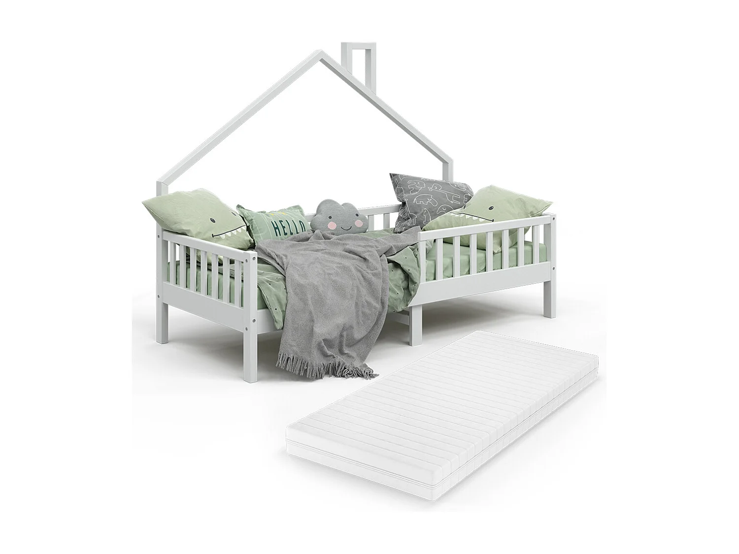 Lit cabane blanc 208x93x155 noemi