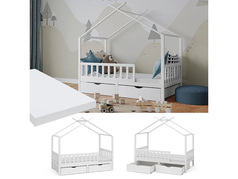 Lit cabane blanc 166x86x154 franka