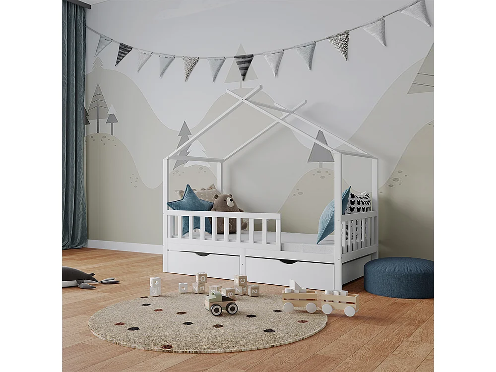Lit cabane blanc 166x86x154 franka