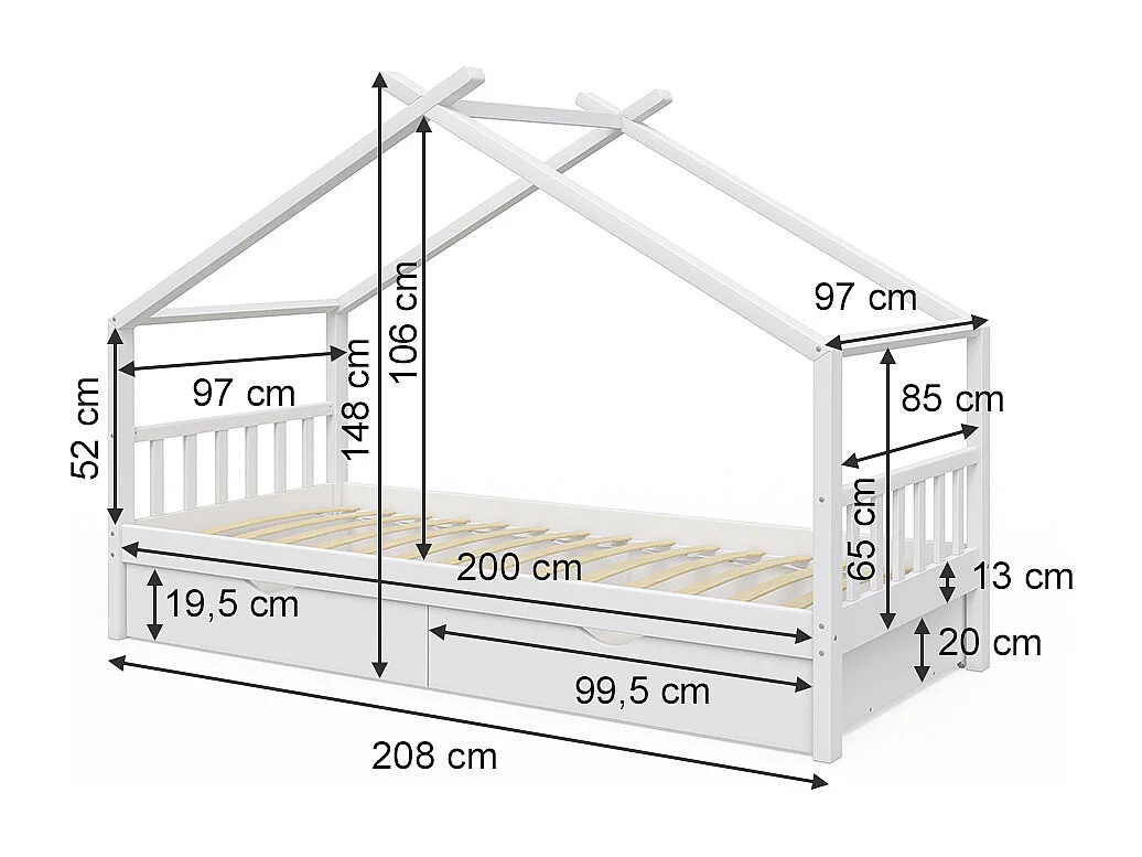 Hausbett weiß 208x97x148 design