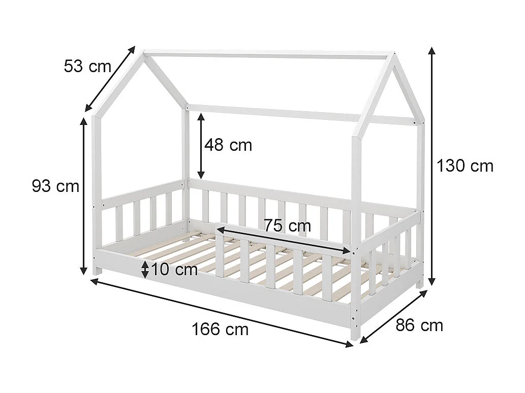 House bed white 166x86x135 michelle