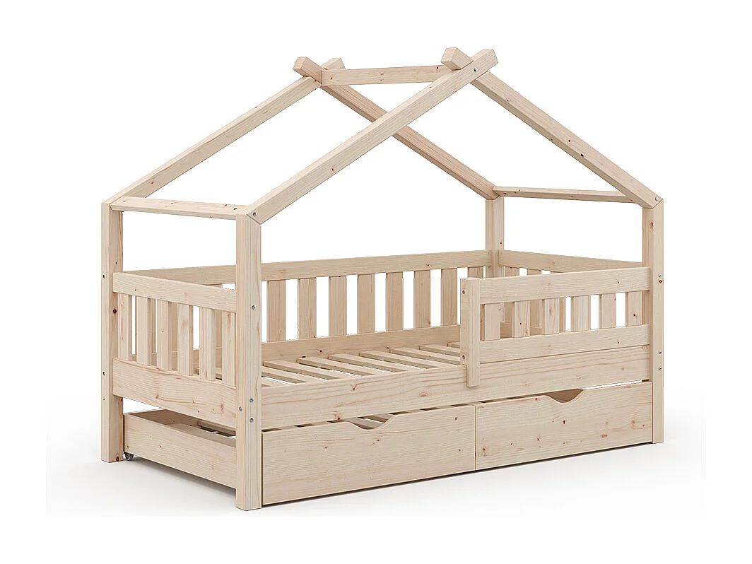 Łóżko domowe naturalne drewno 167.6x87.6x133.6 design