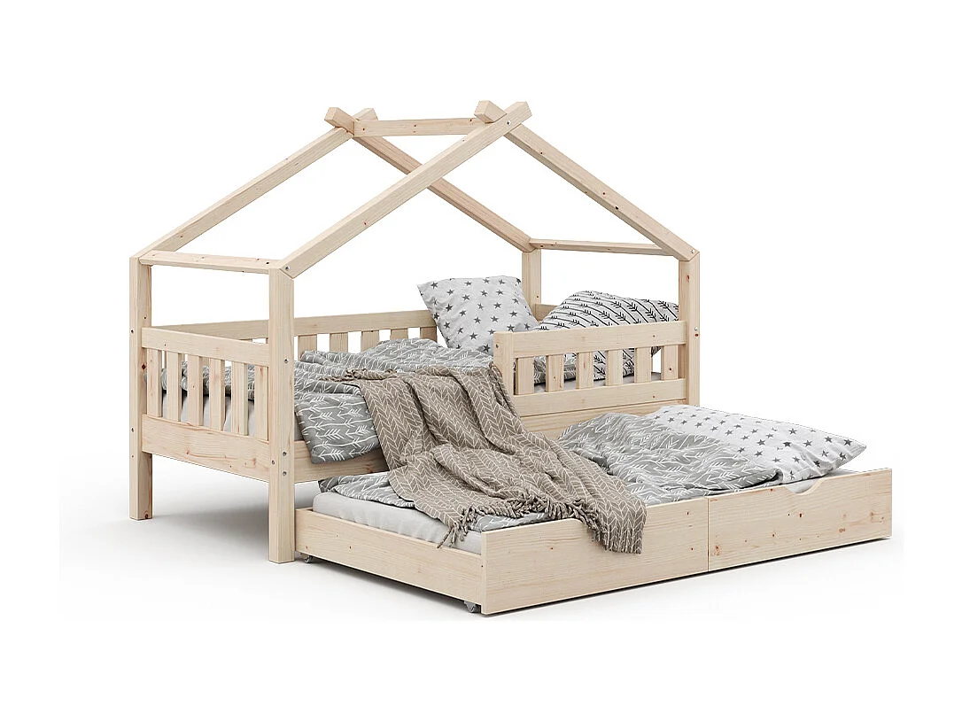 Łóżko domowe naturalne drewno 167.6x87.6x133.6 design