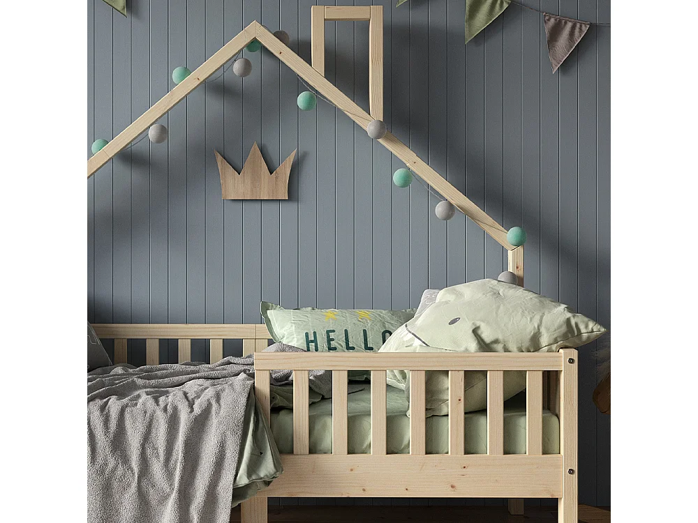 Lit cabane naturel bois 168x83x155 noemi