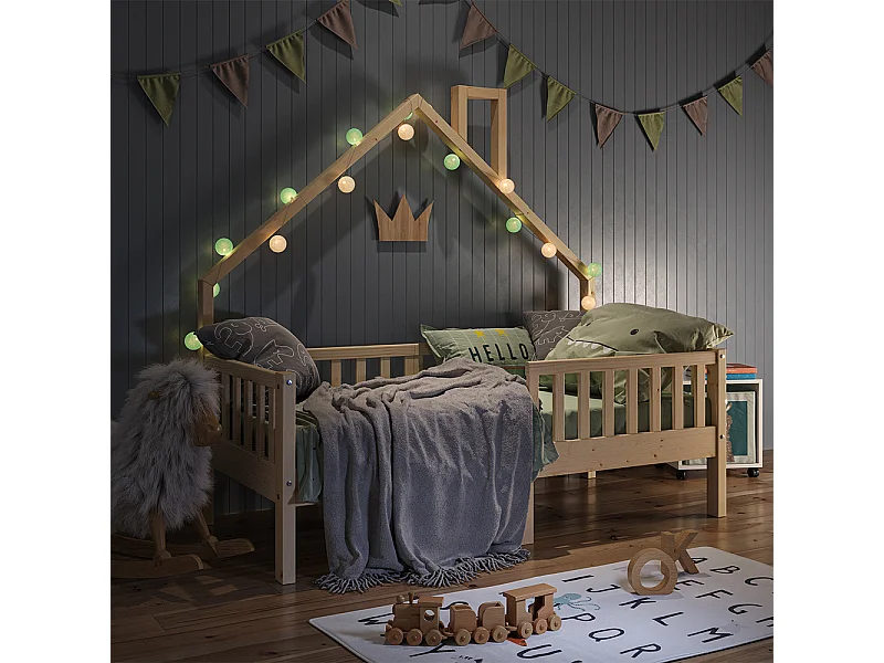 Huisbed natuurlijk hout 168x83x155 noemi