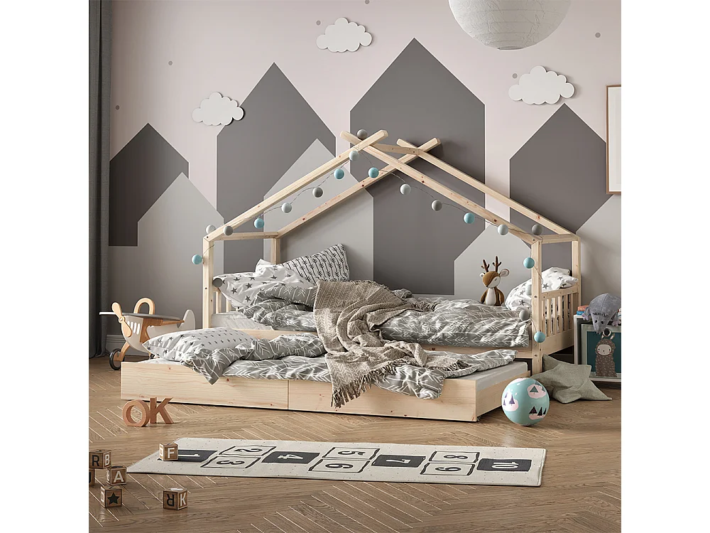 Hausbett naturholz 208x97x148 design