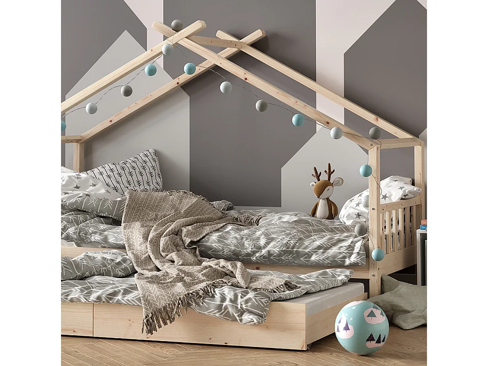 Hausbett naturholz 208x97x148 design