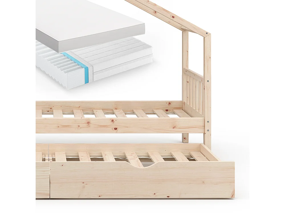 Hausbett naturholz 208x97x148 design