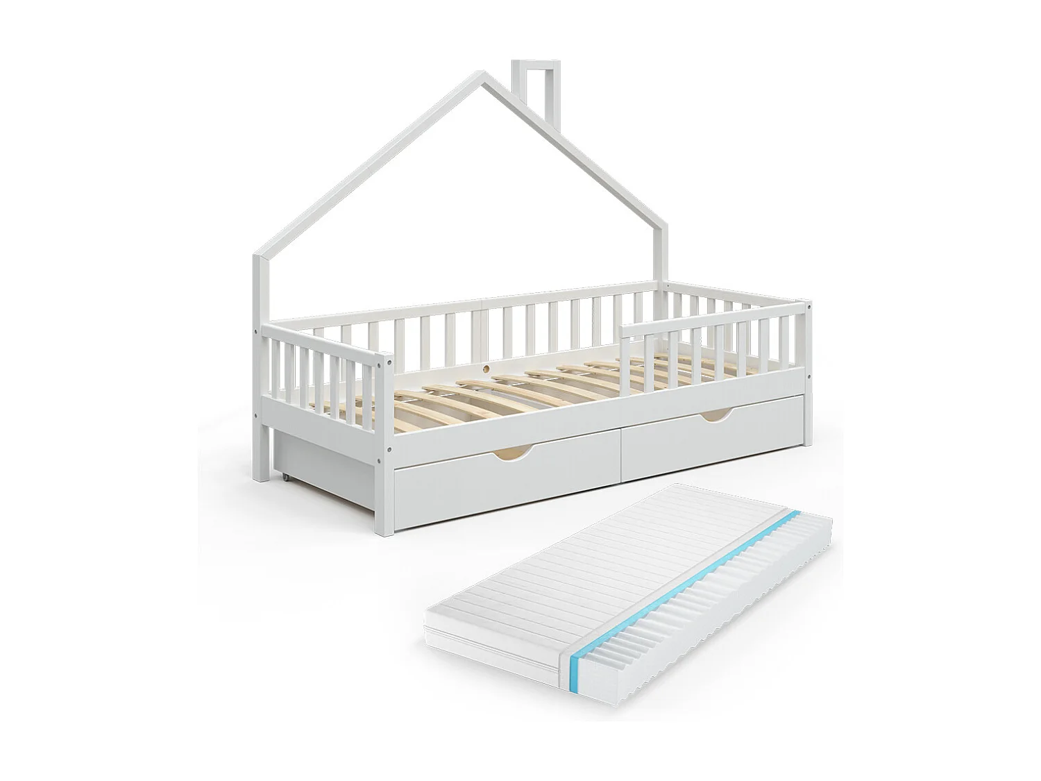 Lit cabane blanc 208x93x155 noemi