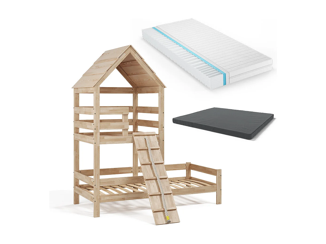 Hausbett naturholz 208x108x235 teddy