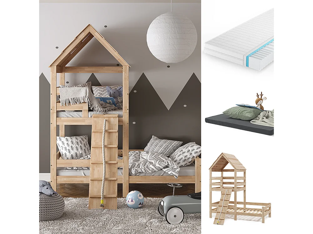 Hausbett naturholz 208x108x235 teddy