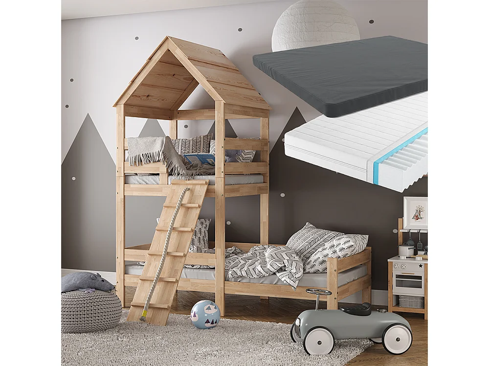Hausbett naturholz 208x108x235 teddy
