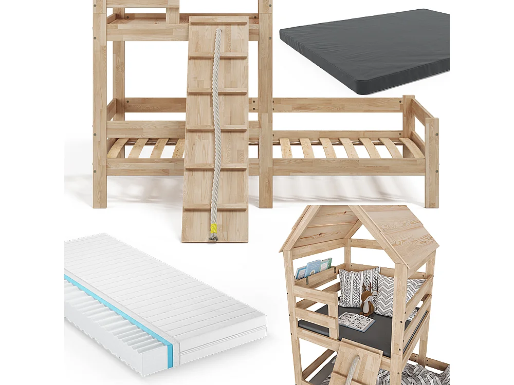 Hausbett naturholz 208x108x235 teddy