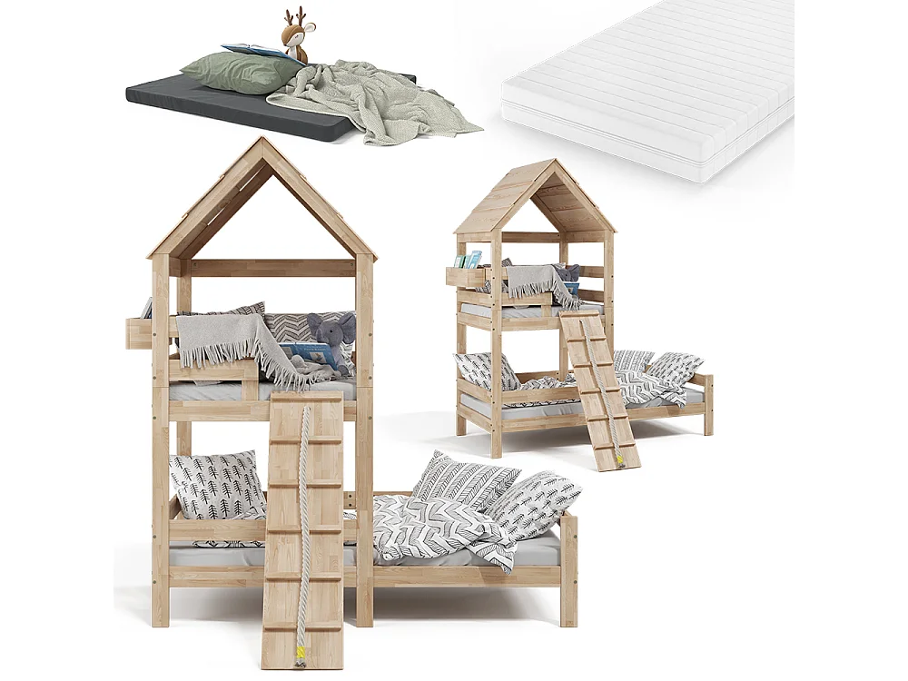 Hausbett naturholz 208x108x235 teddy