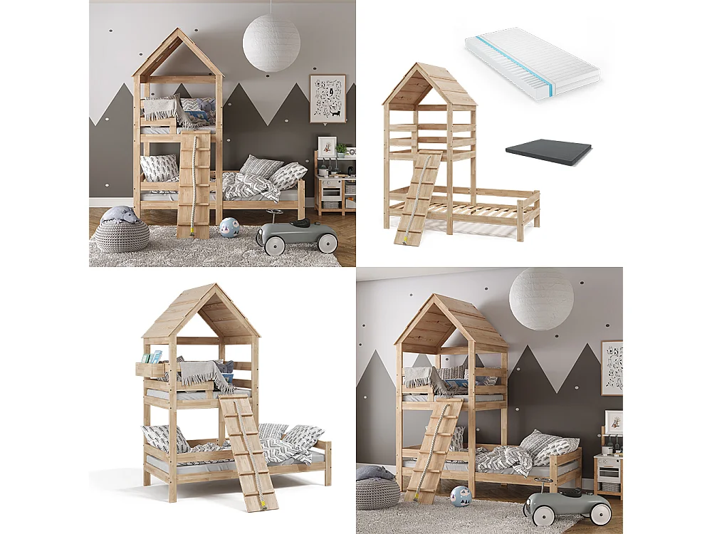 Hausbett naturholz 208x108x235 teddy