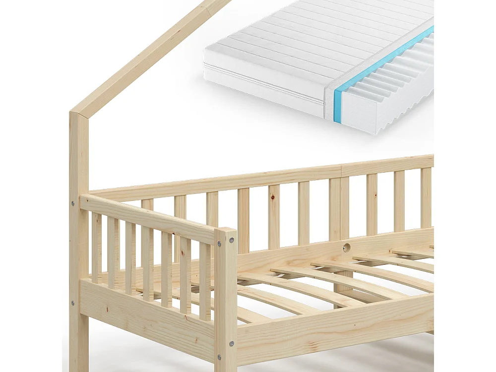 Lit cabane naturel bois 208x93x155 noemi