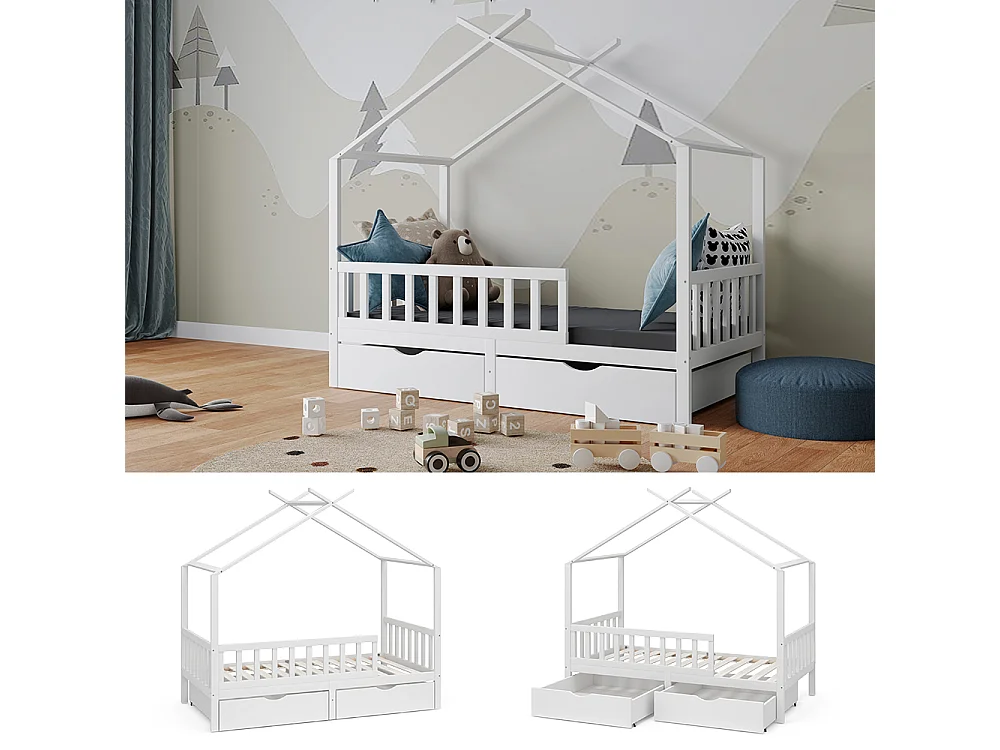 Lit cabane blanc 166x86x154 franka