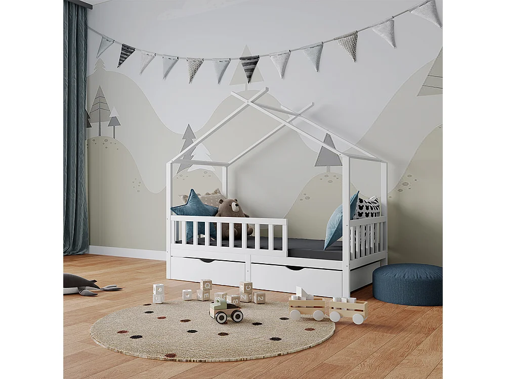 Lit cabane blanc 166x86x154 franka