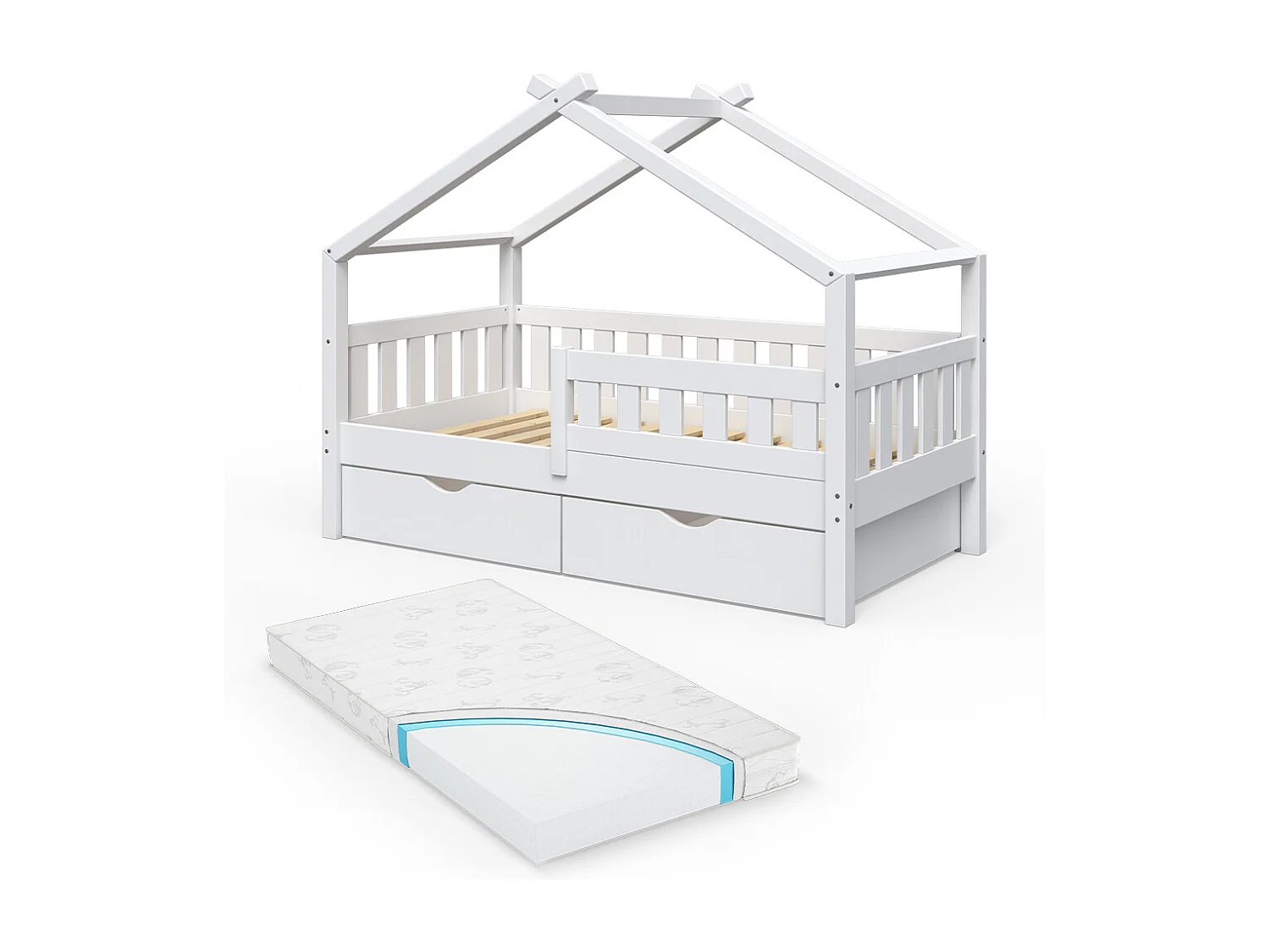 Lit cabane blanc 167.6x87.6x133.6 design