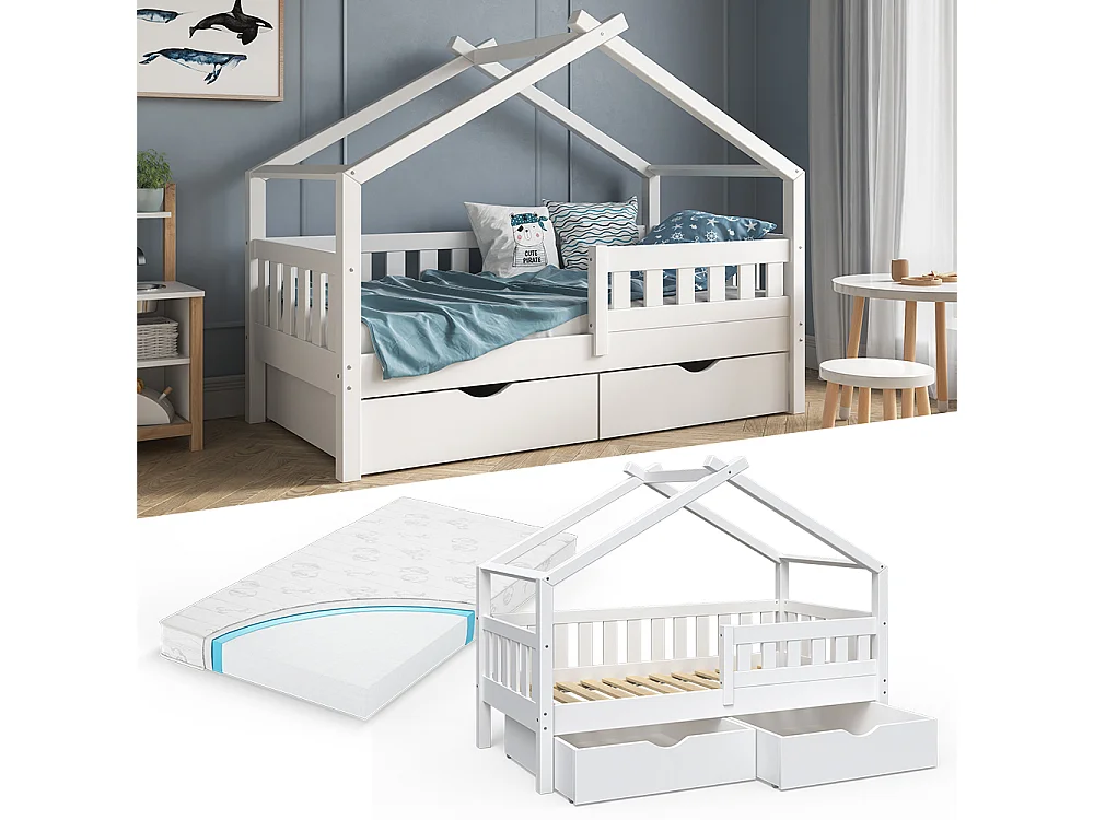 Lit cabane blanc 167.6x87.6x133.6 design