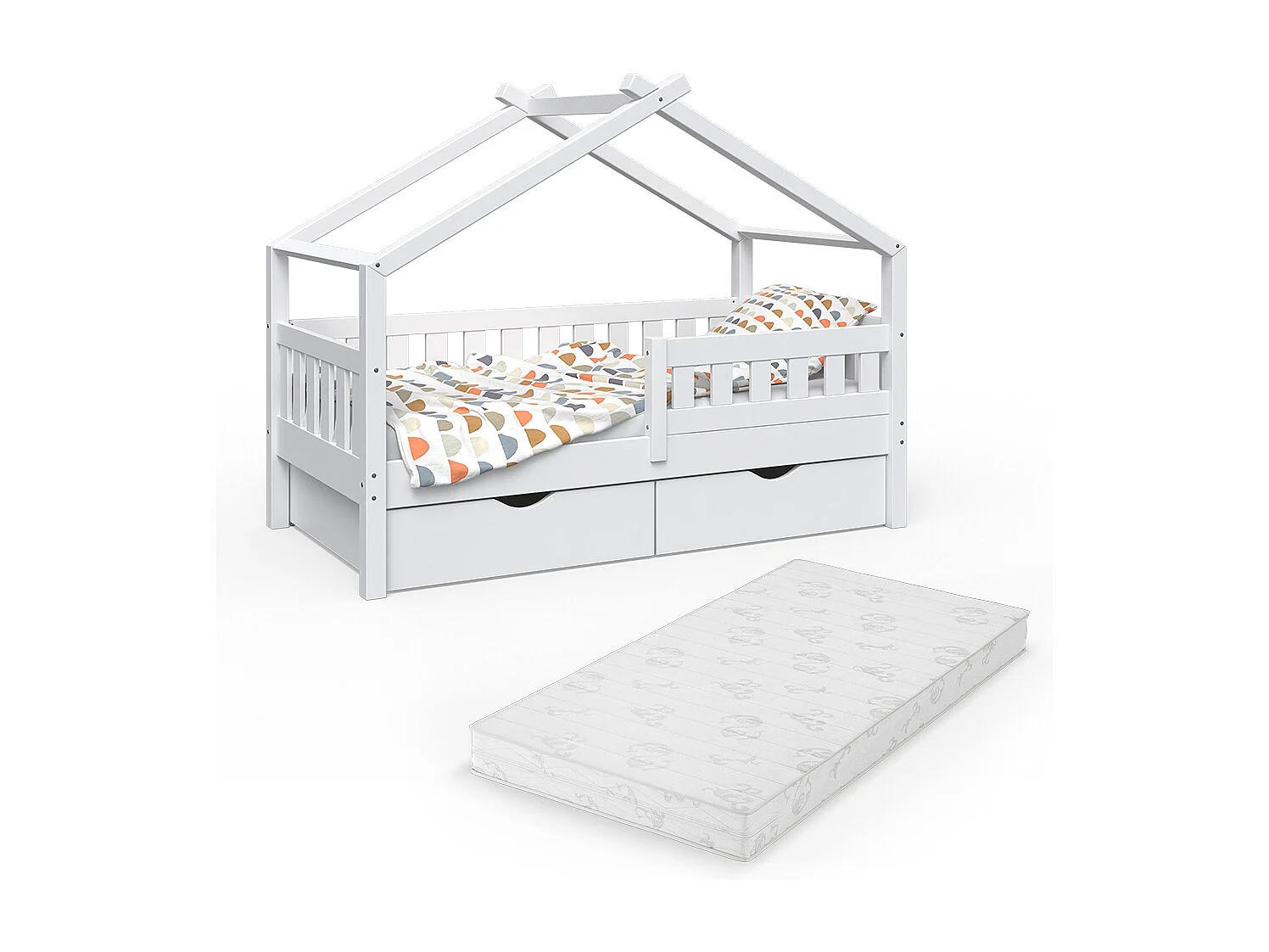 Lit cabane blanc 167.6x87.6x133.6 design