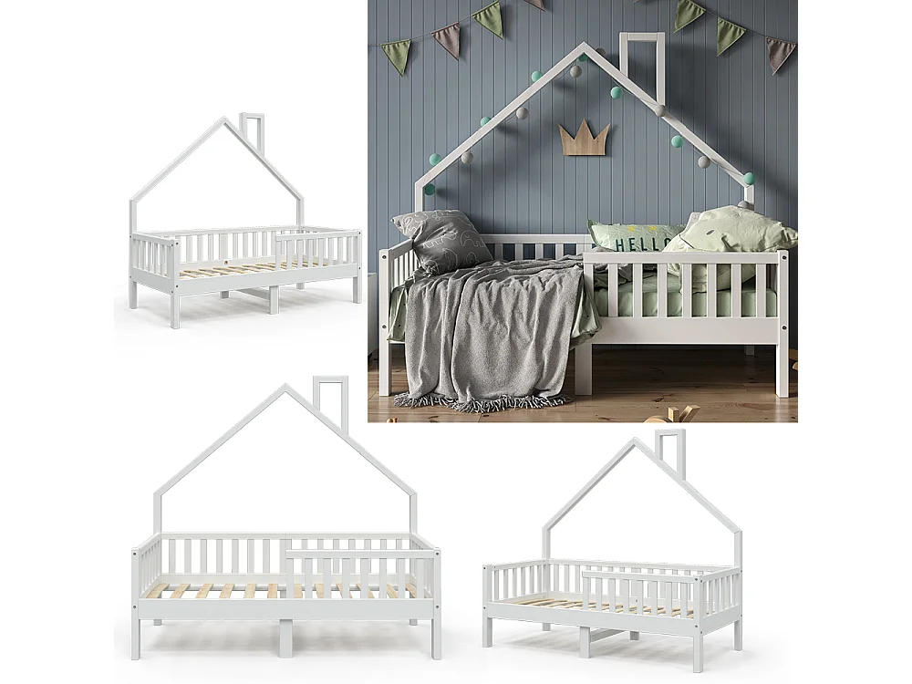 Lit cabane blanc 168x83x155 noemi