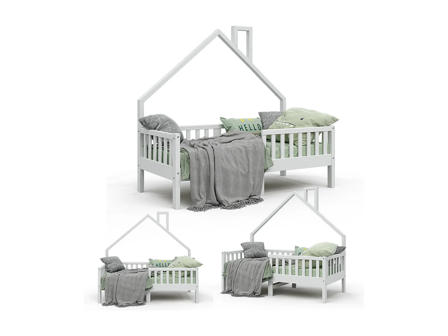 Lit cabane blanc 168x83x155 noemi