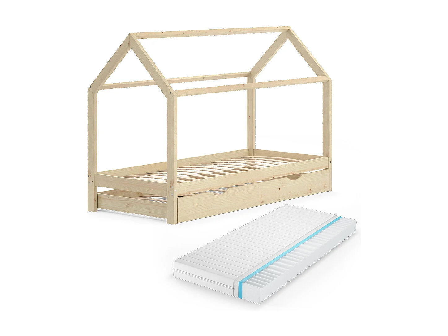 House bed natural wood 208x96x148 wiki